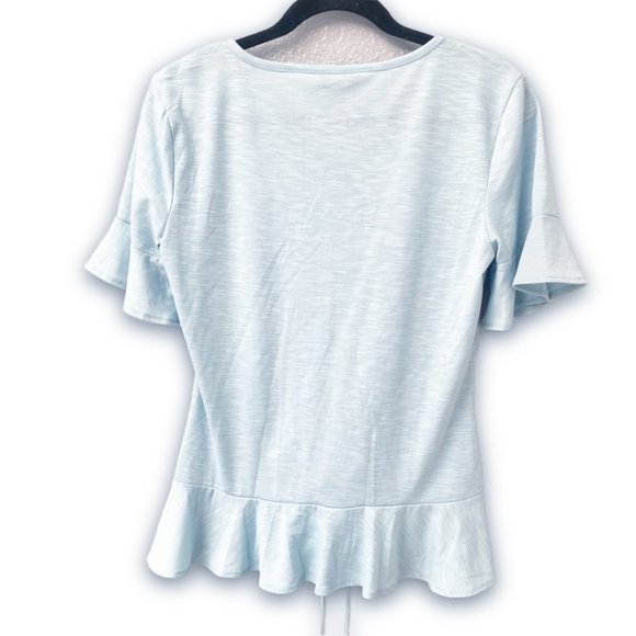 Juicy Couture - Light Blue, Y2K, Flowy Top, with Adjustable Front Tie, Size L - Picture 4 of 10